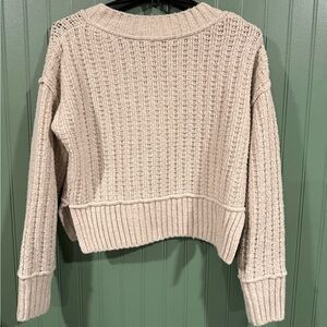 Pink Rose Textured Beige Sweater